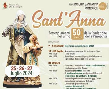 Al via i festeggiamenti in onore di Sant'Anna, nel 50° anniversario della fondazione della Parrocchia