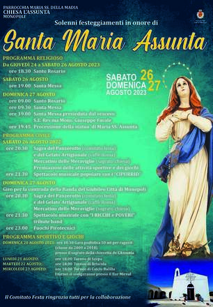Solenni festeggiamenti in onore di Santa Maria Assunta
