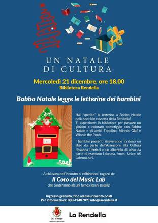 Babbo natale arriva nella Biblioteca Rendella