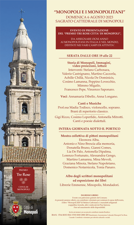 Premio tre rose città di Monopoli, evento di presentazione