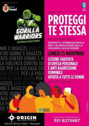 Proteggi te stessa, lezione gratuita di difesa personale e anti aggressione femminile